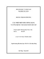 CÁC PHÉP BIẾN ĐỔI ĐỒNG DẠNG VÀ ỨNG DỤNG VÀO GIẢI TOÁN SƠ CẤP