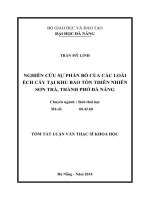 Luận văn Thạc sĩ Khoa học Nghiên cứu sự phân bố của các loài ếch cây tại khu bảo tồn thiên nhiên Sơn Trà, thành phố Đà Nẵng