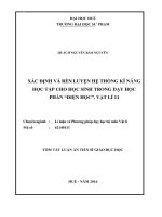 Xác định và rèn luyện hệ thống kĩ năng học tập cho học sinh trong dạy học phần “Điện học”, Vật lí 11
