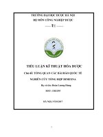 Tiểu luận kĩ thuật hóa dược tổng quan các bài báo quốc tế nghiên cứu tổng hợp DIMESNA