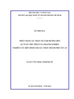 Phân tích các nhân tố ảnh hưởng đến sự tuân thủ thuế của doanh nghiệp nghiên cứu điển hình chi cục thuế thành phố tân an 