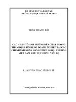 Các nhân tố ảnh hưởng đến chất lượng thẩm định tín dụng doanh nghiệp tại các chi nhánh ngân hàng thương mại cổ phần ngoại thương việt nam khu vực đông nam bộ 