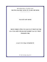 Hoàn thiện công tác quản lý thuế giá trị gia tăng đối với doanh nghiệp tại cục thuế tỉnh bến tre  luận văn thạc sĩ 2016 
