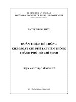 Hoàn thiện hệ thống kiểm soát chi phí tại viễn thông thành phố hồ chí minh 