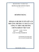 Luận văn Thạc sỹ Kinh tế Mối quan hệ phi tuyến giữa cơ hội tăng trưởng và nợ của các công ty trên thị trường chứng khoán Việt Nam
