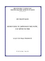 Hành vi đầu tư, kiểm soát nhà nước, các kênh tài trợ 