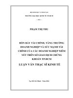 Luận văn thạc sĩ đòn bẩy tài chính, tăng trưởng doanh nghiệp và sức mạnh tài chính của doanh nghiệp niêm yết trên sở giao dịch chứng khoán TPHCM 