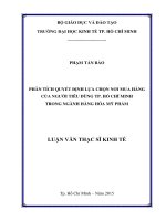 Phân tích quyết định lựa chọn nơi mua hàng của người tiêu dùng thành phố hồ chí minh trong ngành hàng hóa mỹ phẩm 