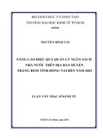 Nâng cao hiệu quả quản lý ngân sách nhà nước trên địa bàn huyện trảng bom tỉnh đồng nai đến năm 2025 