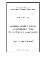 Vai trò của các yếu tố quốc gia đến quá trình hấp thụ FDI vào các nền kinh tế đang phát triển 