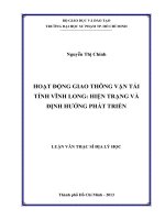 Hoạt động giao thông vận tải tỉnh Vĩnh Long - Hiện trạng và định hướng phát triển
