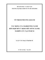 Tác động của marketing xanh hỗn hợp đến ý định tiêu dùng xanh nghiên cứu tại thành phố hồ chí minh 