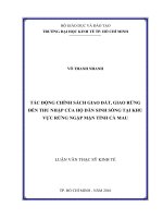 Tác động chính sách giao đất, giao rừng đến thu nhập của hộ dân sinh sống tại khu vực rừng ngập mặn tỉnh cà mau 