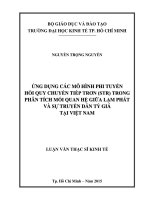 Ứng dụng các mô hình phi tuyến hồi quy chuyển tiếp trơn (STR) trong phân tích mối quan hệ giữa lạm phát và sự truyền dẫn tỷ giá tại việt nam 