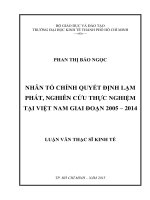 Nhân tố chính quyết định lạm phát, nghiên cứu thực nghiệm tại việt nam giai đoạn 2005 2014 