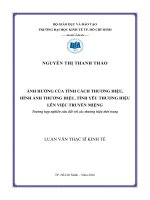 Ảnh hưởng của tính cách thương hiệu, hình ảnh thương hiệu, tình yêu thương hiệu lên việc truyền miệng 