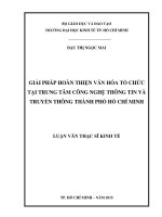 Giải pháp hoàn thiện văn hóa tổ chức tại trung tâm công nghệ thông tin và truyền thông thành phố hồ chí minh 