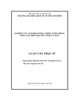 Luận văn thạc sĩ nghiên cứu giải pháp phát triển nuôi trồng thủy sản trên địa bàn tỉnh cà mau 