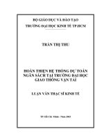 Hoàn thiện hệ thống dự toán ngân sách tại trường đại học giao thông vận tải 