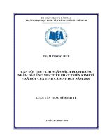 Cân đối thu   chi ngân sách địa phương nhằm đáp ứng mục tiêu phát triển kinh tế   xã hội của tỉnh cà mau đến năm 2020 