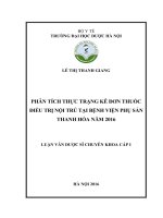 Phân tích thực trạng kê đơn thuốc điều trị nội trú tại bệnh viện phụ sản thanh hóa năm 2016 