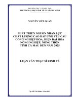Phát triển nguồn nhân lực chất lượng cao đáp ứng yêu cầu công nghiệp hóa, hiện đại hóa nông nghiệp, nông thôn tỉnh cà mau đến năm 2025 