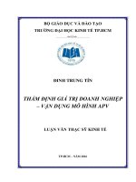 Thẩm định giá trị doanh nghiệp   vận dụng mô hình APV 