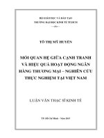 Mối quan hệ giữa cạnh tranh và hiệu quả hoạt động ngân hàng thương mại   nghiên cứu thực nghiệm tại việt nam 