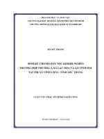 Sinh kế cho hộ dân tộc khmer nghèo trường hợp phường 2, xã lạc hòa và xã vĩnh hải tại thị xã vĩnh châu, tỉnh sóc trăng 
