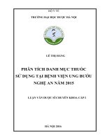 Phân tích danh mục thuốc sử dụng tại bệnh viện ung bướu nghệ an năm 2015 