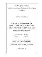 Luận văn thạc sĩ các nhân tố bên trong của công ty kiểm toán tác động đến chất lượng dịch vụ kiểm toán độc lập tại TPHCM 