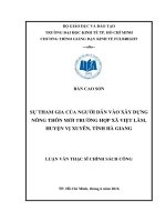 Sự tham gia của người dân vào xây dựng nông thôn mới   trường hợp xã việt lâm, huyện vị xuyên, tỉnh hà giang 