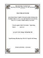 Luận văn thạc sỹ kinh tế Giải pháp phát triển tín dụng đôi với doanh nghiệp nhỏ và vừa tại chi nhánh ngân hàng đầu tư và phát triển Đông Sài Gòn