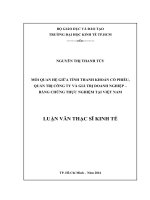 Mối quan hệ giữa tính thanh khoản của cổ phiếu, quản trị công ty và giá trị doanh nghiệp của các doanh nghiệp   bằng chứng thực nghiệm tại việt nam 