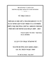 Mối quan hệ giữa thanh khoản và tỷ suất sinh lợi vượt trội của cổ phiếu trên thị trường chứng khoán thành phố hồ chí minh giai đoạn 2009   2015 