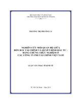 Nghiên cứu mối quan hệ giữa đòn bẩy tài chính và quyết định đầu tư   bằng chứng thực nghiệm ở các công ty phi tài chính việt nam 