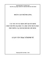 Các yếu tố tác động đến quyết định chọn trường đại học của học sinh trung học phổ thông tại thành phố hồ chí minh 