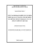 Luận văn thạc sĩ nâng cao minh bạch thông tin tài chính thông qua sự tự nguyện công bố thông tin trên bản thuyết minh BCTC của các công ty niêm yết việt nam 