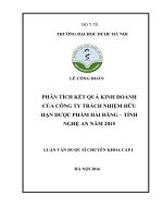 Phân tích kết quả kinh doanh của công ty trách nhiệm hữu hạn dược phẩm hải đăng   tỉnh nghệ an năm 2015 