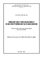 Tương hợp tâm lý giữa cán bộ quản lý và học viên ở trường đào tạo sĩ quan quân đội (TT) 