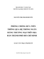 Phòng chống rửa tiền thông qua hệ thống ngân hàng thương mại trên địa bàn thành phố hồ chí minh 