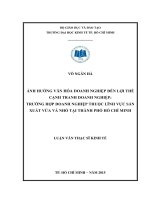 Ảnh hưởng của văn hóa doanh nghiệp đến lợi thế cạnh tranh doanh nghiệp trường hợp doanh nghiệp thuộc lĩnh vực sản xuất vừa và nhỏ tại thành phố hồ chí minh 