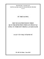 Một số giải pháp hoàn thiện quản trị kênh phân phối sản phẩm tại công ty TNHH MTV phong lan kim oanh 