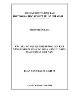 Các yếu tố nội tại ảnh hưởng đến khả năng sinh lời của các ngân hàng thương mại cổ phần việt nam 
