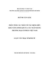 Phân tích các nhân tố tác động đến khả năng sinh lợi của các ngân hàng TMCP việt nam 