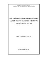 Luận văn thạc sĩ giải pháp hoàn thiện phương thức lập dự toán ngân sách nhà nước tại tỉnh hậu giang 