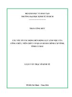 Các yếu tố tác động đến động lực làm việc của công chức, viên chức cơ quan hành chính cấp tỉnh, tỉnh cà mau 