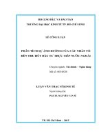 Phân tích ảnh hưởng của các nhân tố đến thu hút đầu tư trực tiếp nước ngoài 