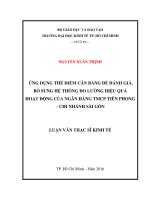 Ứng dụng thẻ điểm cân bằng để đánh giá, bổ sung hệ thống đo lường hiệu quả hoạt động của ngân hàng TMCP tiên phong   chi nhánh sài gòn 