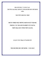 Hoàn thiện hệ thống kiểm soát nội bộ trong các doanh nghiệp xây dựng trên địa bàn tỉnh tiền giang  luận văn thạc sĩ 2016 